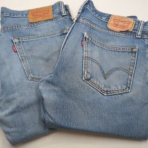 Levis 505 Straight Fit Denim Jeans 32x34 Lot Of 2 Distressed Thrashed Grunge